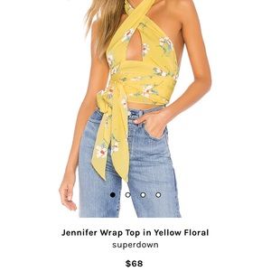 Superdown Jennifer wrap top yellow